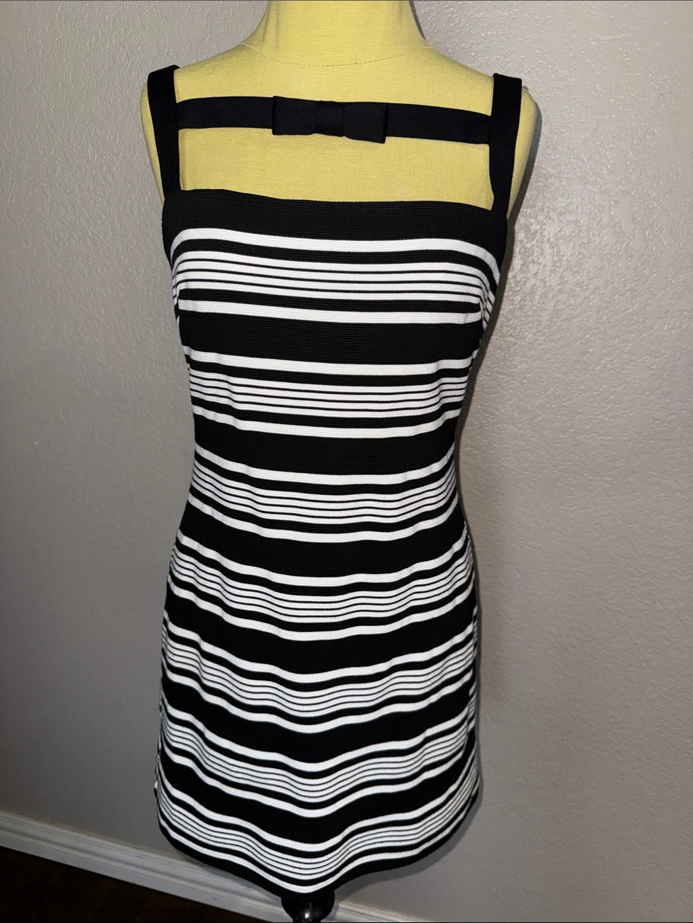 Hutch Anthropologie Black & White Striped Bow-Accent Dress Medium NWT